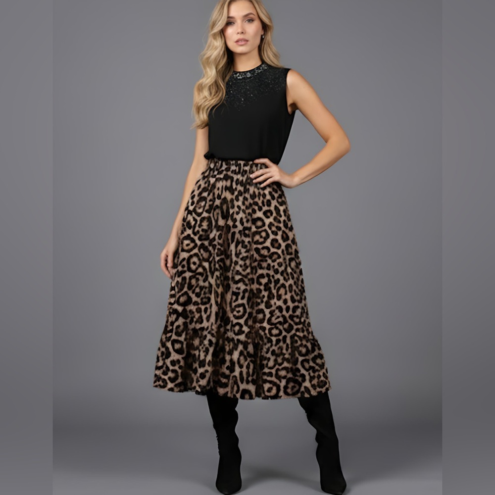 Leopard Print Ruffle Hem Skirt - Picture 3 of 9